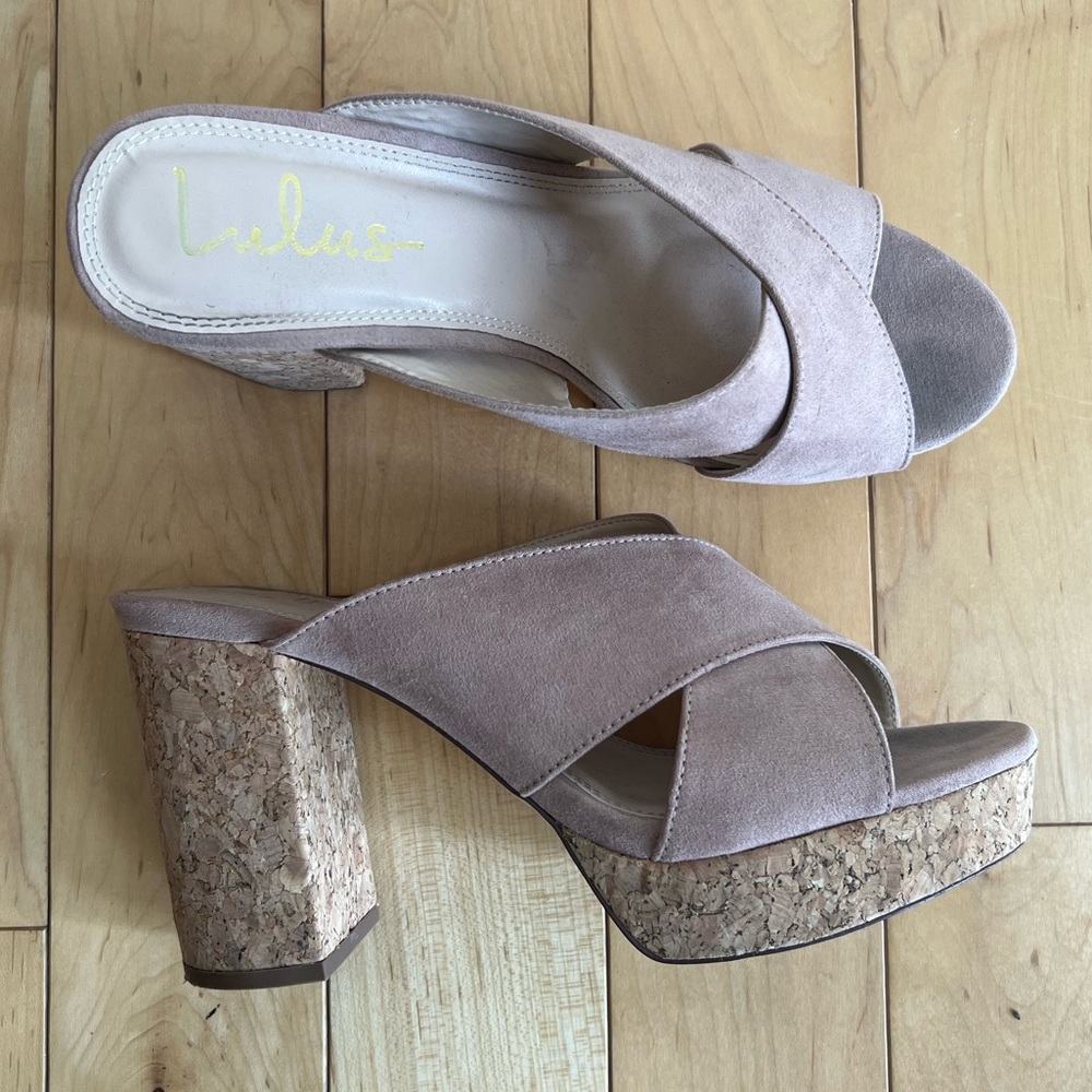 Lulus Pink Chunky Cork Heel